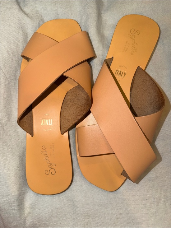 Seychelles Shoes - Seychelles Leather Cross-Strap Slide Sandals